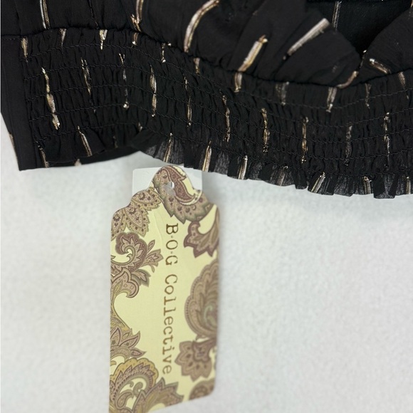 NEW BOG COLLECTIVE CIRCE BLACK AND GOLD SHIMMER HALTER TOP - Picture 4 of 6
